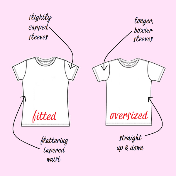 difference between fitted and oversized style tshirts
