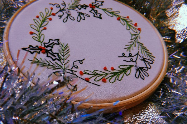 DIY Embroidery: Christmas Wreath Hoop Kit