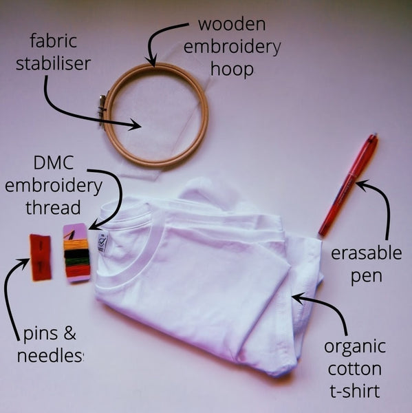 *LIMITED* DIY Embroidery Kit - White T-Shirt