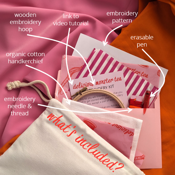 what's included in hanky embroidery kit
