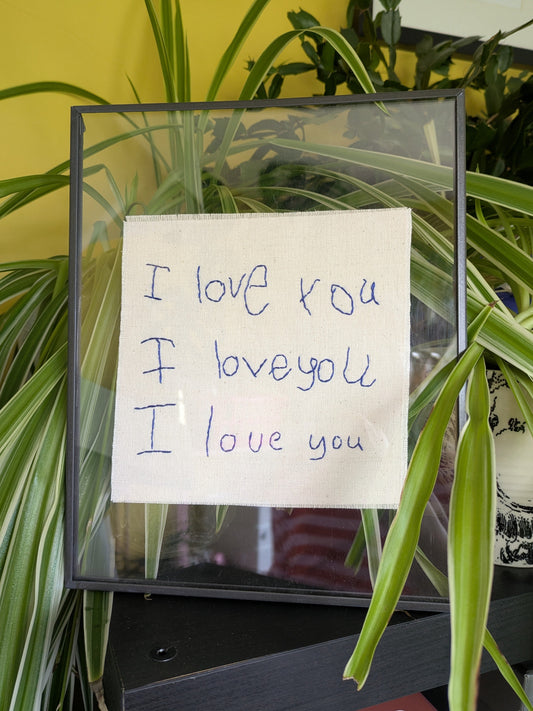 kids handwriting embroidery framed as fathers day gift