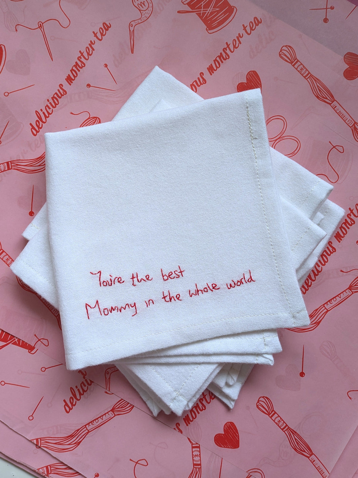 personalised child's handwriting handkerchief as gift for mother's day