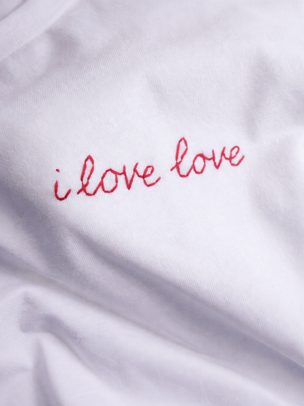 personalised embroidered t-shirt with slogan i love love