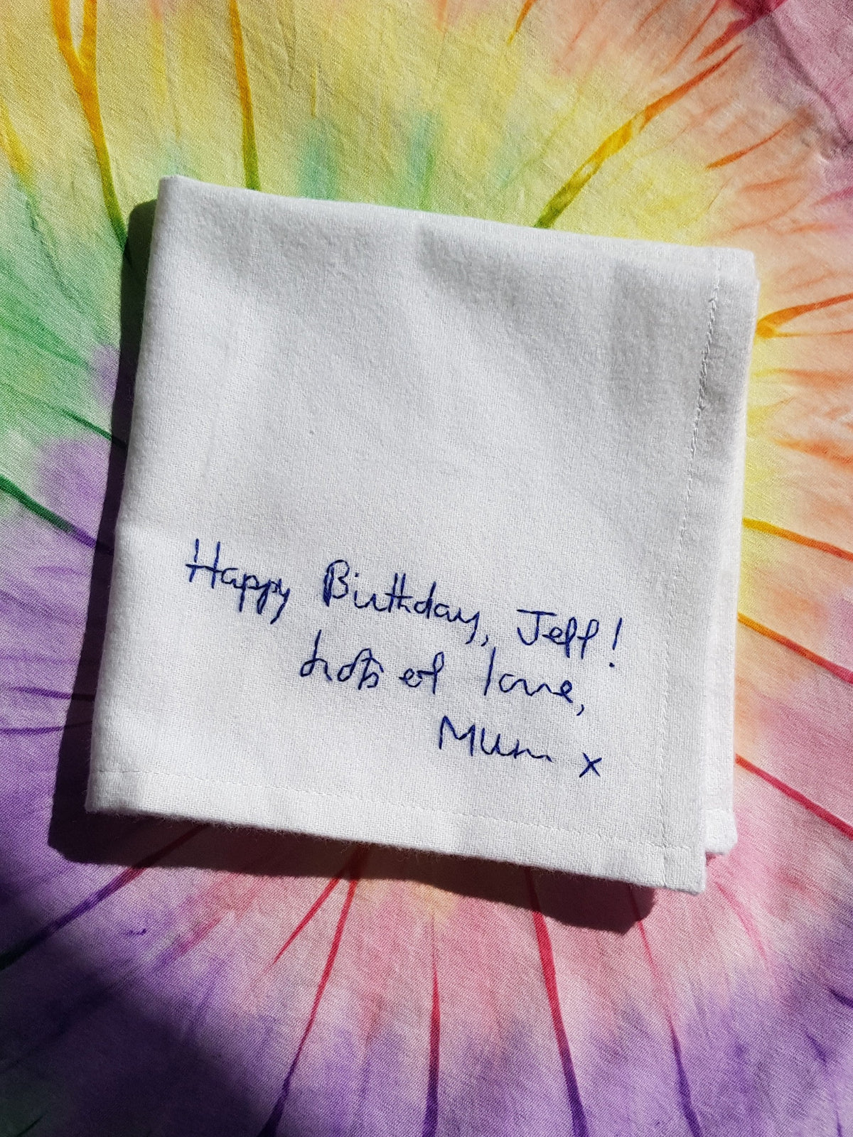 personalised handwriting handkerchief for birthday