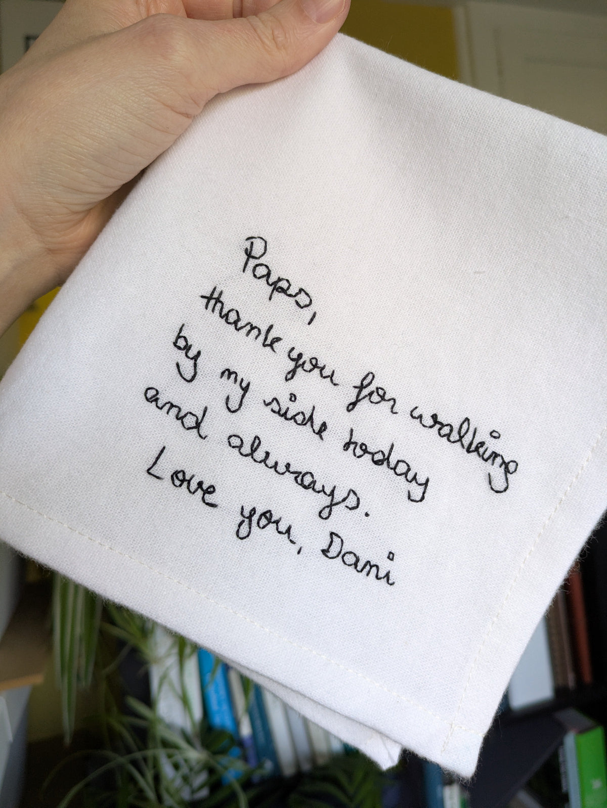 personalised handwriting handkerchief for father of the bride gift