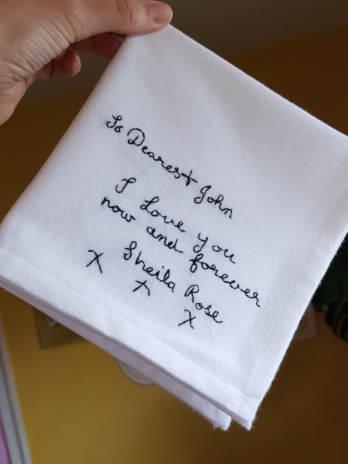 personalised handwriting handkerchief with message as just because gift