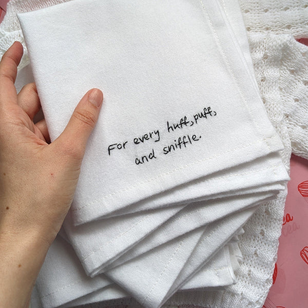 hand embroidered personalised handkerchief