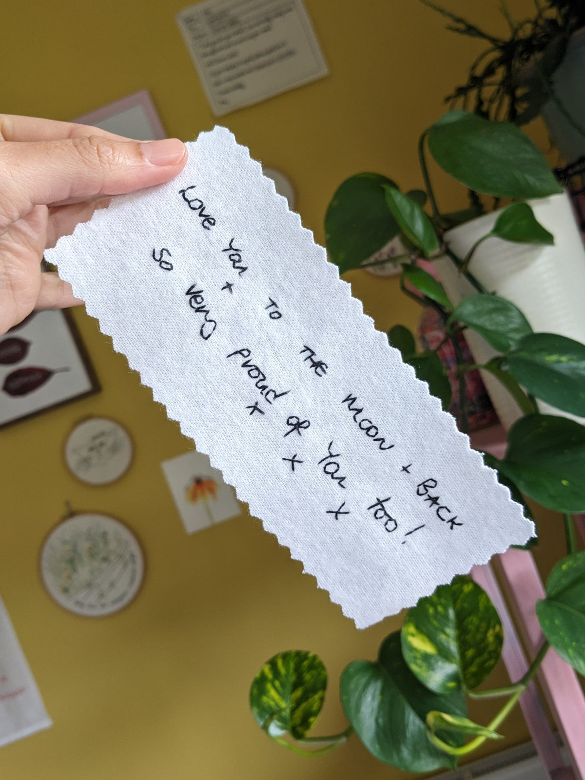 personalised wedding dress patch with handwritten message as wedding memorial