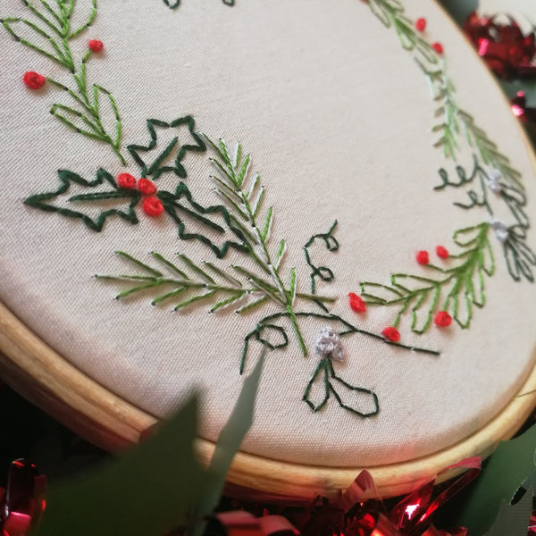 christmas wreath embroidery kit for beginners