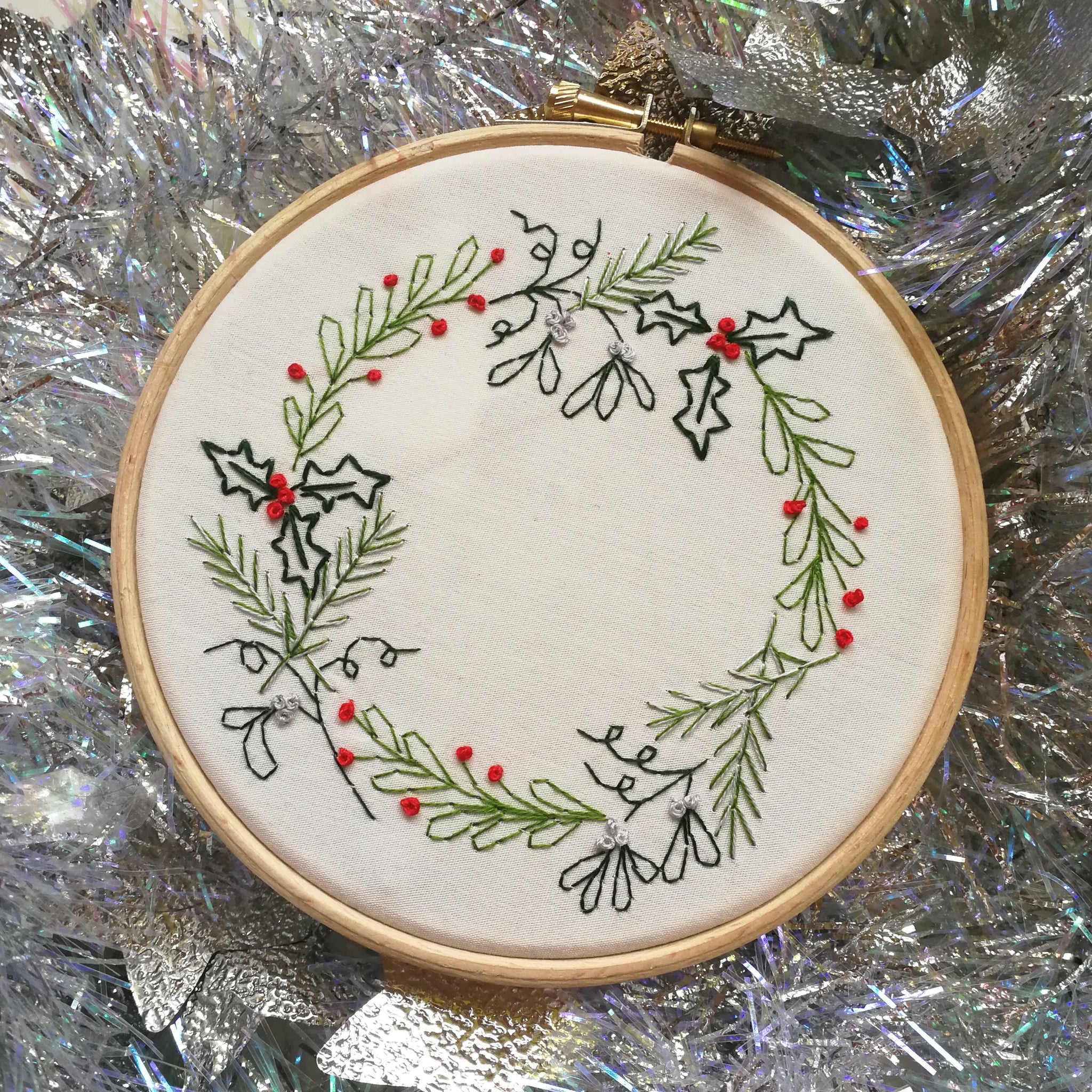 christmas wreath embroidery kit for beginners