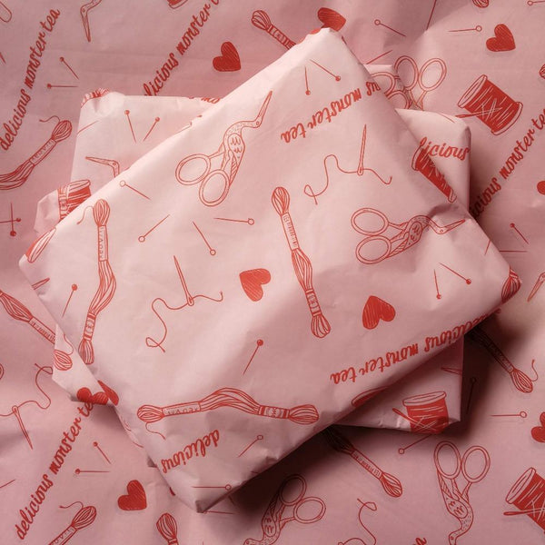 pink and red tissue paper